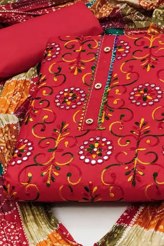 floral embroidered unstitched dress material