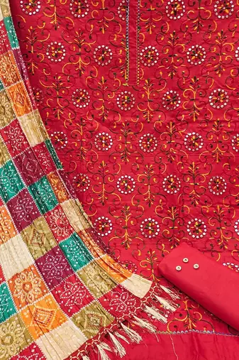 floral embroidered unstitched dress material
