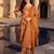 Orange printed cotton blend kurta trouser dupatta set