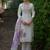 Off white embroidered pure cotton kurta trouser dupatta set