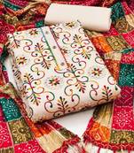 floral embroidered mirror work unstitched dress material