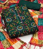 Floral Embroidered Mirror Work Unstitched Dress Material