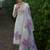 Off white embroidered pure cotton kurta trouser dupatta set
