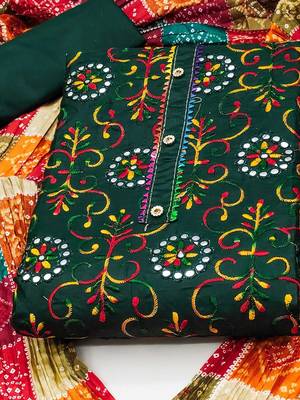 Floral Embroidered Mirror Work Unstitched Dress Material 2