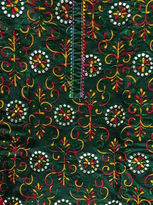 Floral Embroidered Mirror Work Unstitched Dress Material 4