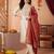 Off white embroidered silk blend kurta trouser dupatta set