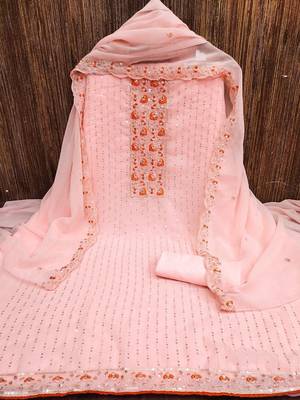 Floral Embroidered Sequined Unstitched Dress Material 2