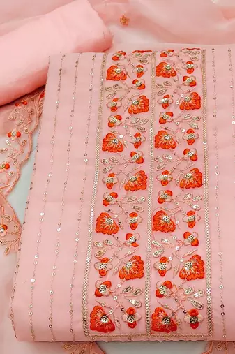 floral embroidered sequined unstitched dress material