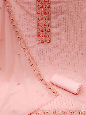 Floral Embroidered Sequined Unstitched Dress Material 4
