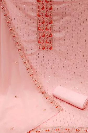 floral embroidered sequined unstitched dress material