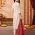 Off white embroidered silk blend kurta trouser dupatta set