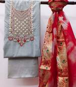 Floral Embellished Unstitched Dress Material