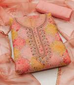 Sequinned Embellished Organza Unstitched Dress Material