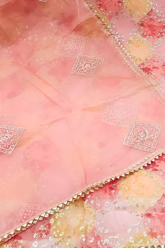 sequinned embellished organza unstitched dress material