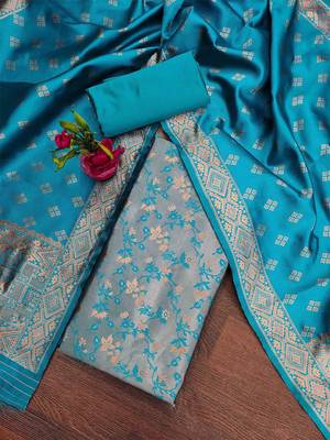 Ethnic Motifs Woven Design Unstitched Dress Material 1