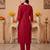 Maroon embroidered silk blend kurta trouser dupatta set