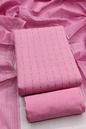 women pink woven design geometric dress material