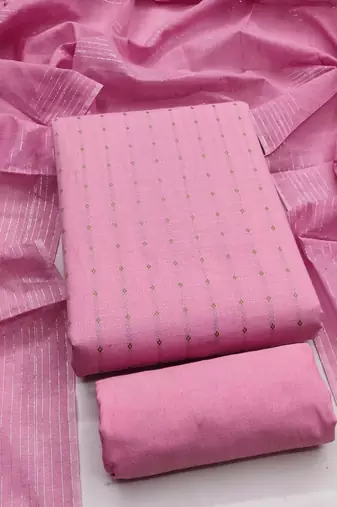 women pink woven design geometric dress material
