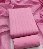 Women Pink Woven Design Geometric Dress Material