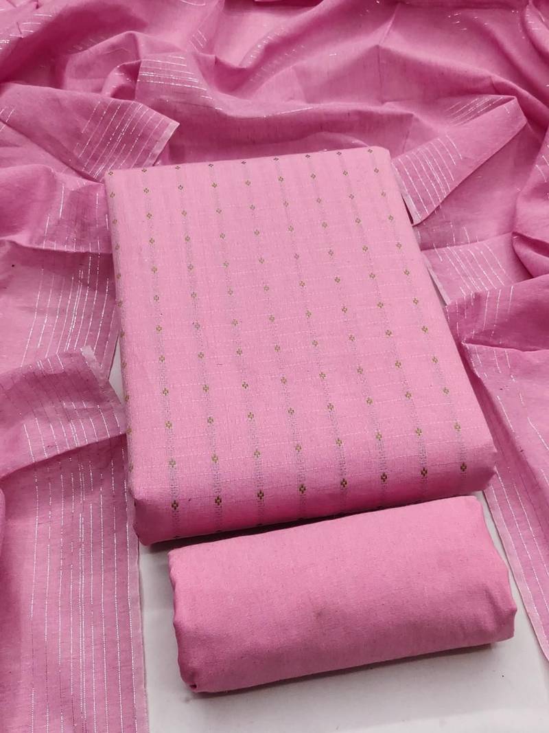 Women Pink Woven Design Geometric Dress Material