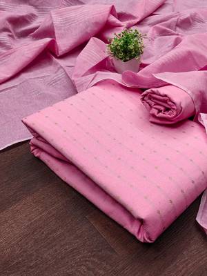 Women Pink Woven Design Geometric Dress Material 2