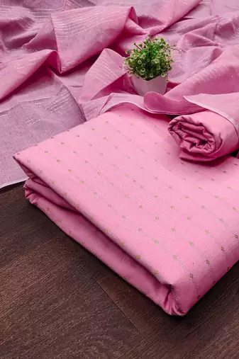 women pink woven design geometric dress material