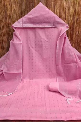 women pink woven design geometric dress material