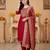 Maroon embroidered silk blend kurta trouser dupatta set