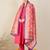 Pink solid cotton blend kurta trouser dupatta set