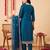Teal embroidered chinon kurta trouser dupatta set