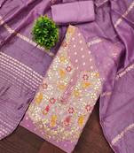 Embroidered Art Silk Unstitched Dress Material