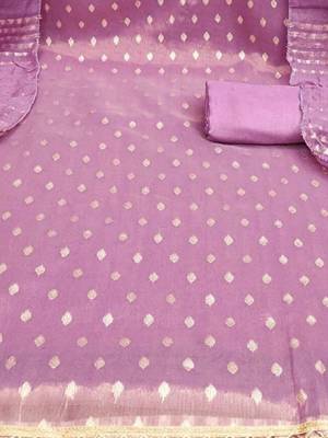 Embroidered Art Silk Unstitched Dress Material 4