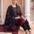 Black printed pure cotton kurta trouser dupatta set