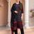 Black printed pure cotton kurta trouser dupatta set