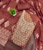 Women Simmer Butti With Gotta Patti Work Unstitched Dress Material
