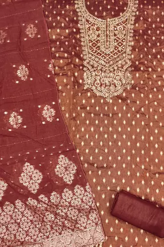 women shimmer butti with gotta patti work unstitched dress material