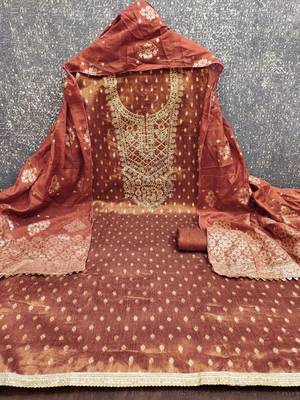Women Simmer Butti With Gotta Patti Work Unstitched Dress Material 3
