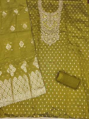 Women Embroidered Butti With Gotta Patti Work Unstitched Dress Material 2