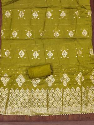 Women Embroidered Butti With Gotta Patti Work Unstitched Dress Material 4