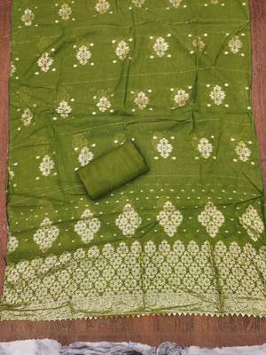 Women Embroidered Butti With Gotta Patti Work Unstitched Dress Material 4
