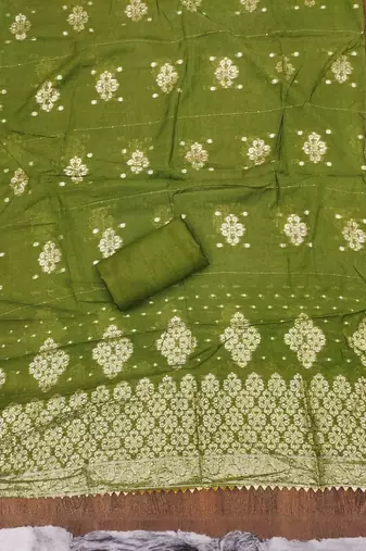 women embroidered butti with gotta patti work unstitched dress material