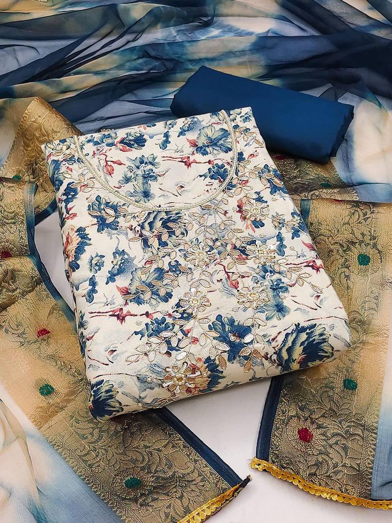 Floral Printed Unstitched Dress Material