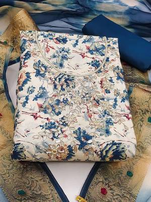Floral Printed Unstitched Dress Material 2