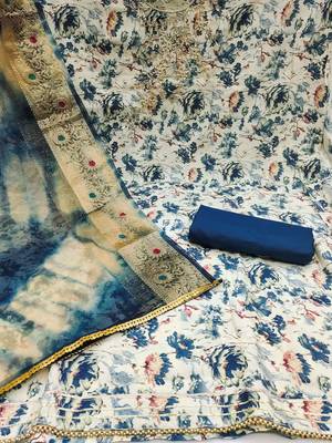 Floral Printed Unstitched Dress Material 3