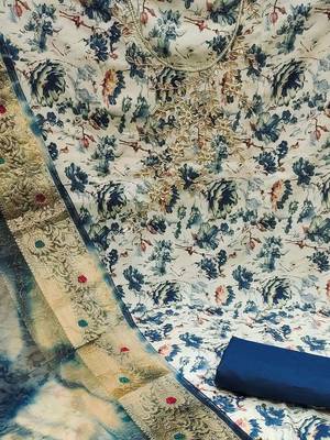 Floral Printed Unstitched Dress Material 4