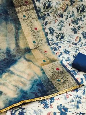 Floral Printed Unstitched Dress Material 5