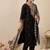 Black embroidered liva kurta trouser dupatta set