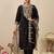 Black embroidered liva kurta trouser dupatta set