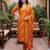 Orange printed cotton blend kurta trouser dupatta set