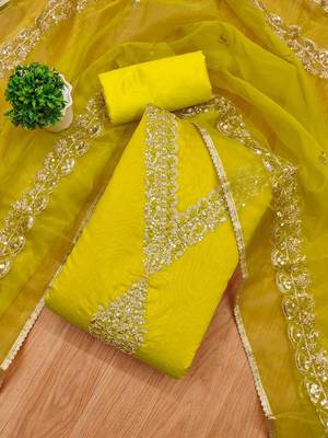 Floral Embroidered Modal Chanderi Unstitched Dress Material 1